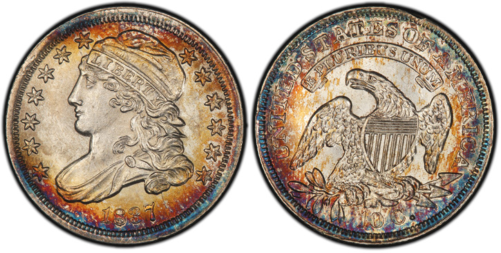 1837 Capped Bust Dime. JR-4. MS-65 (PCGS).